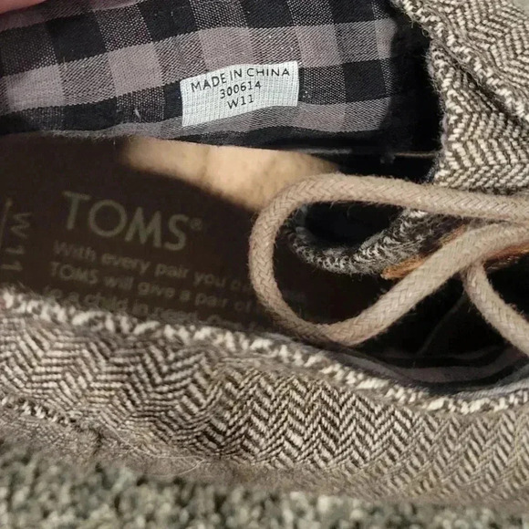 Toms Desert Herringbone Lace Up Wedge Ankle Oxford Bootie Brown Wool Upper Sz 11 - Picture 7 of 10